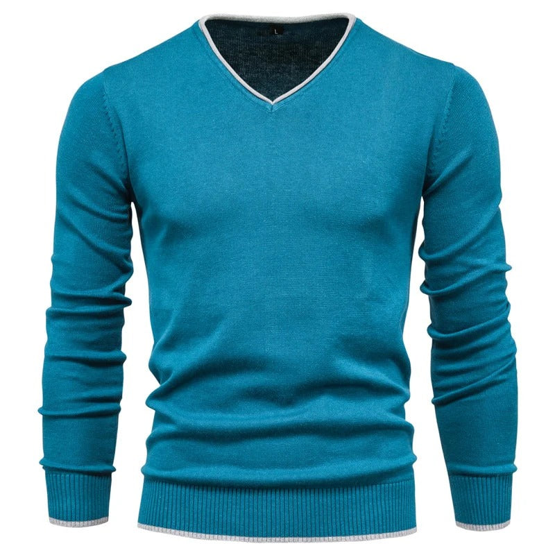 Stylish V Neck Fitted Mens Sweater