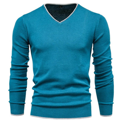 Stylish V Neck Fitted Mens Sweater