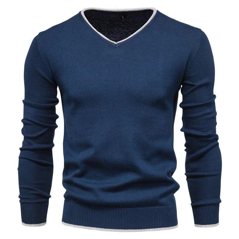 Stylish V Neck Fitted Mens Sweater