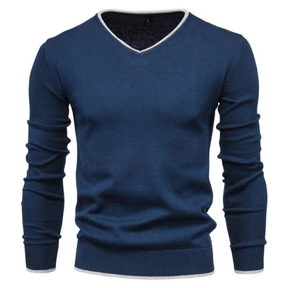 Stylish V Neck Fitted Mens Sweater