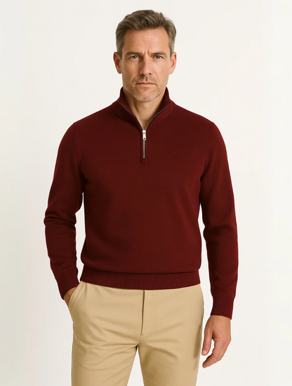Classic Navy Blue Mens Half Zip Sweater