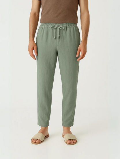 Classic Light Brown Linen Mens Pants