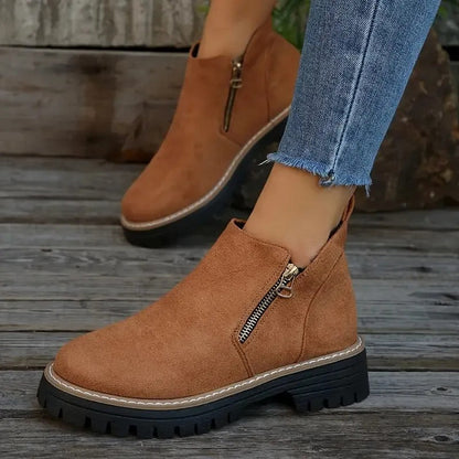 Women's Brown Buckle Ankle Boots