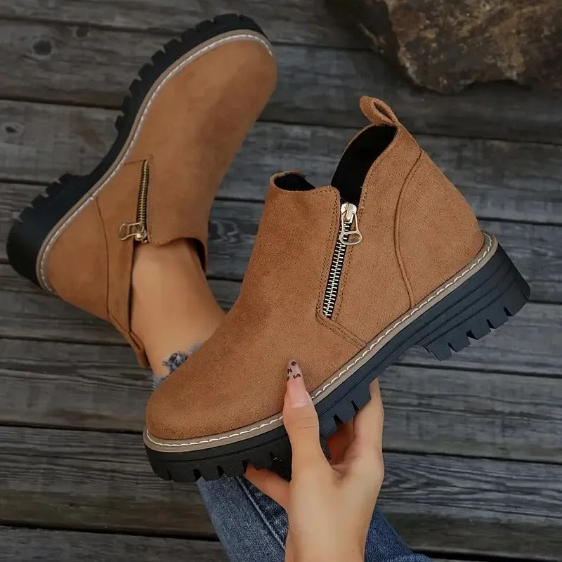 Women's Brown Buckle Ankle Boots