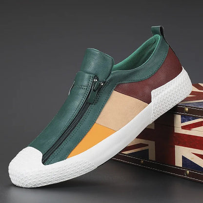 Rome Men's Genuine Leather Zip Sneakers