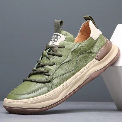 Comfortable Mens Leather Walking Shoes - Classic Casual Sneakers