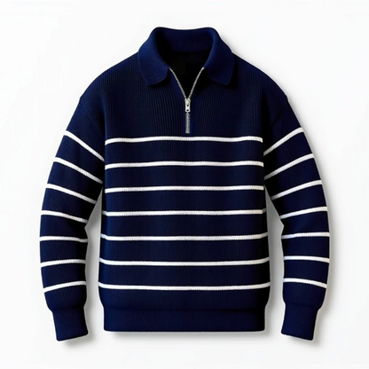 Classic Navy Blue Stripe Crew Sweater
