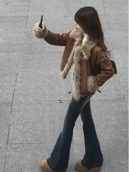 Soft Faux Fur Lined Corduroy Women's Winter Coat