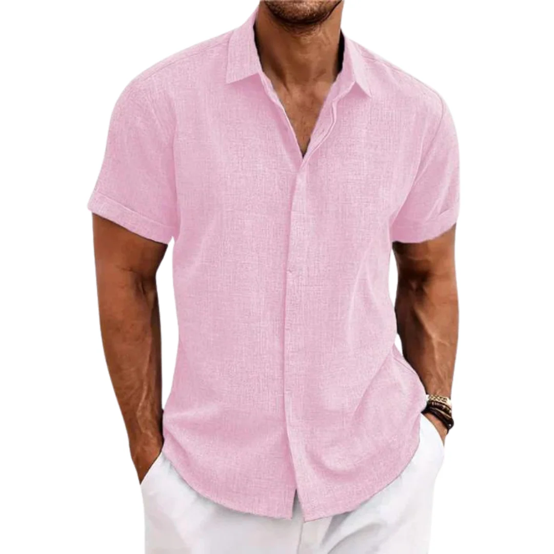 Relaxed Fit Pastel Short Sleeve Mens Shirt