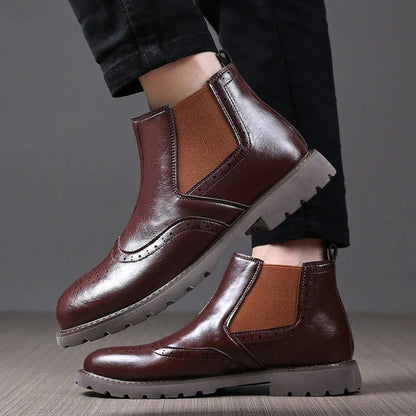 Classic Brown Leather Ankle Boots for Men