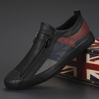Rome Men's Genuine Leather Zip Sneakers