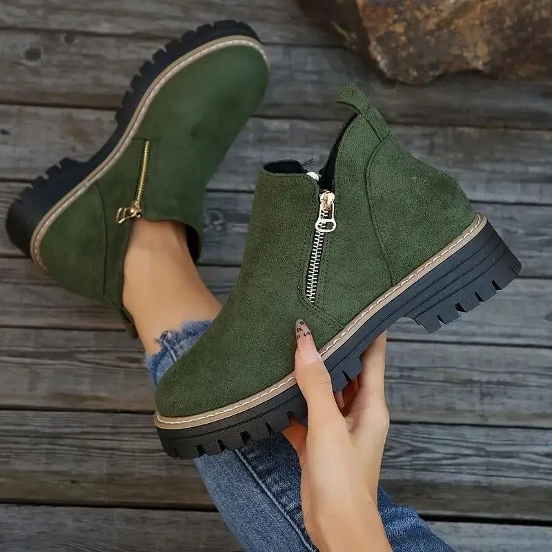 Women's Brown Buckle Ankle Boots