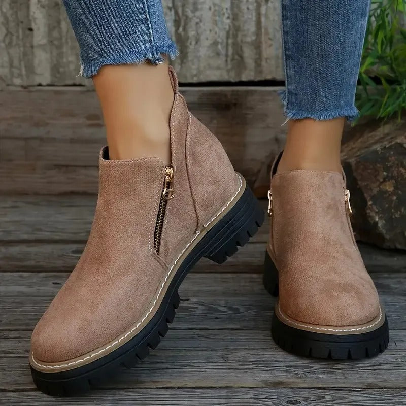 Women's Brown Buckle Ankle Boots