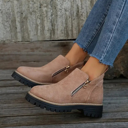 Women's Brown Buckle Ankle Boots