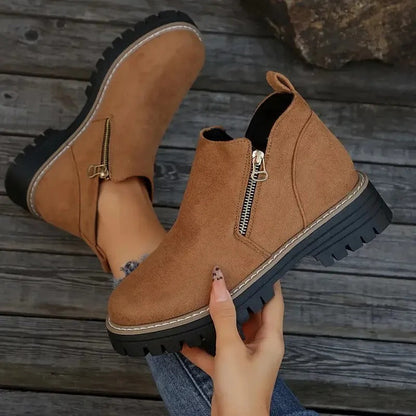 Women's Brown Buckle Ankle Boots