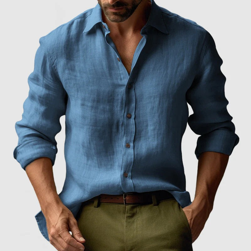 Classic Mens Linen Long Sleeve Shirt