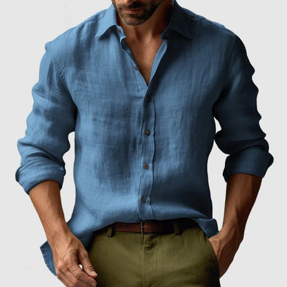 Classic Mens Linen Long Sleeve Shirt