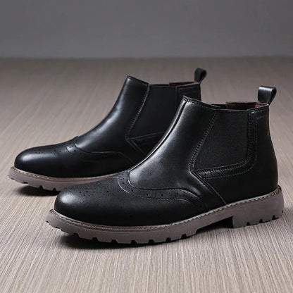 Classic Brown Leather Ankle Boots for Men