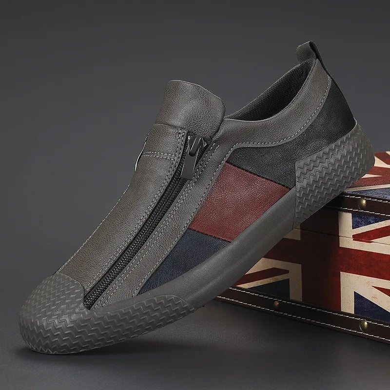 Rome Men's Genuine Leather Zip Sneakers