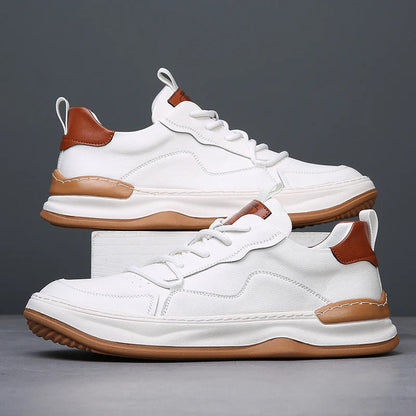 Comfortable Mens Leather Walking Shoes - Classic Casual Sneakers