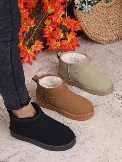 Warm Faux Fur Ankle Boots for Women - Black Mini Boots