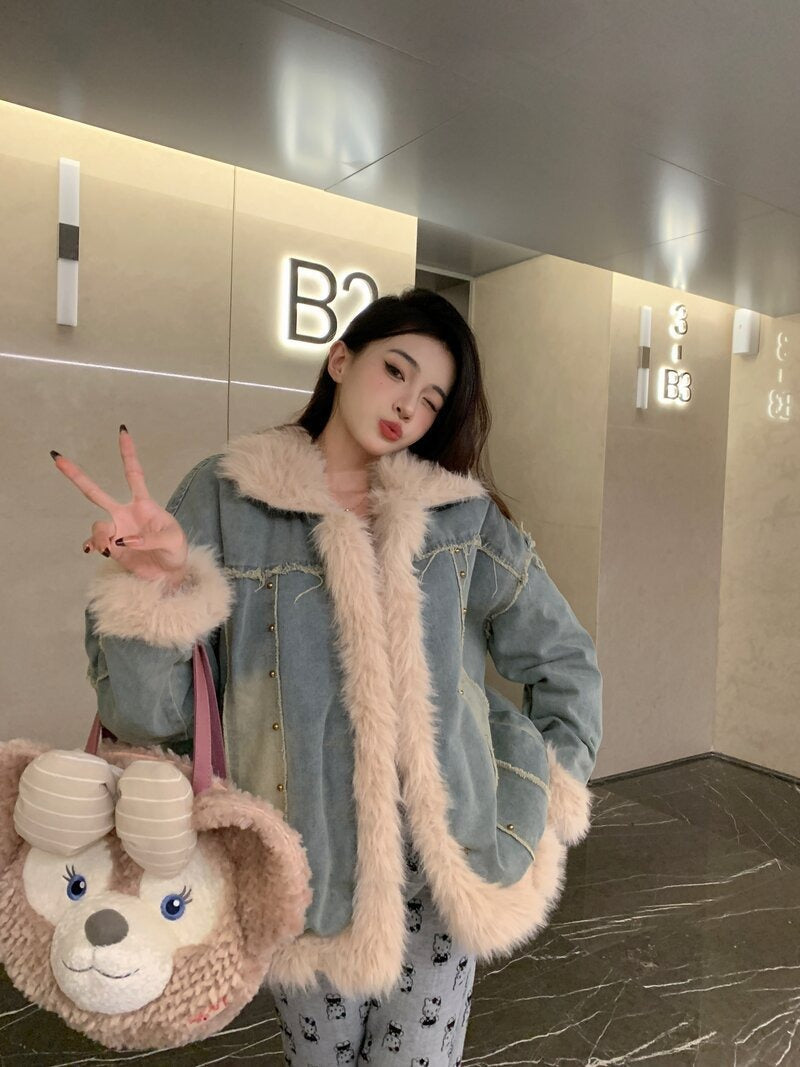 Women's Cozy Blue Down Filled Puffer Coat