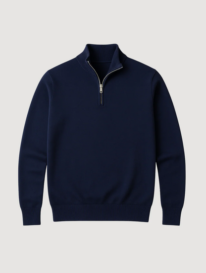 Classic Navy Blue Mens Half Zip Sweater