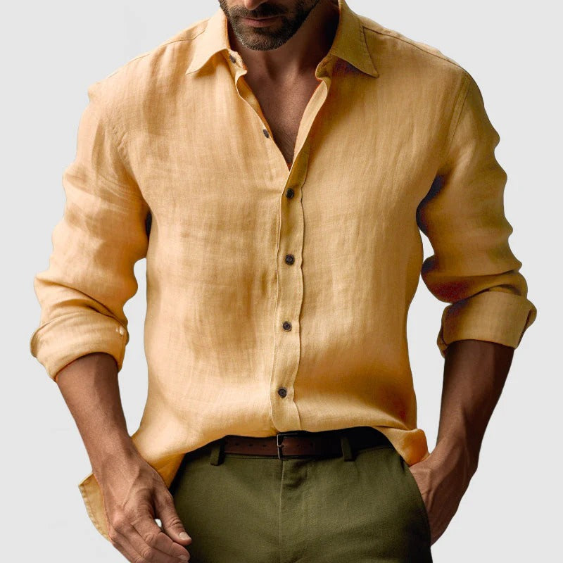 Classic Mens Linen Long Sleeve Shirt