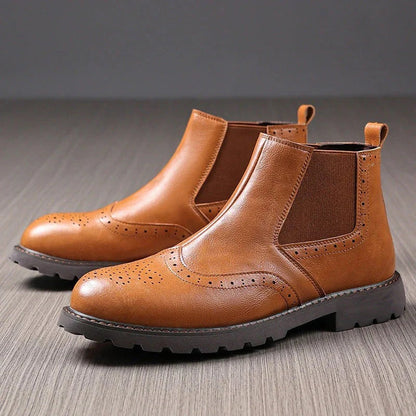 Classic Brown Leather Ankle Boots for Men
