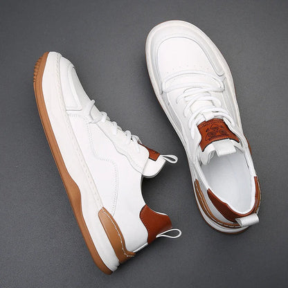 Comfortable Mens Leather Walking Shoes - Classic Casual Sneakers