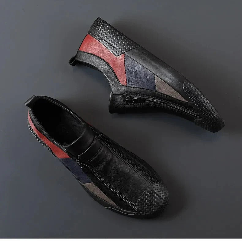Rome Men's Genuine Leather Zip Sneakers
