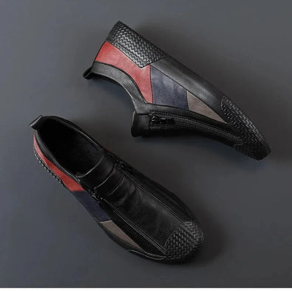 Rome Men's Genuine Leather Zip Sneakers