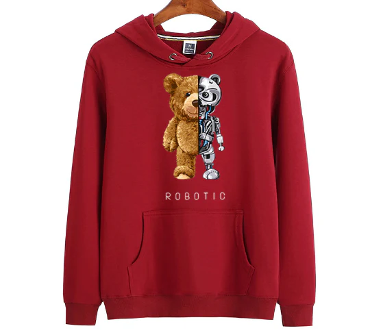 Cute Bear Graphic Hooded Sweatshirt