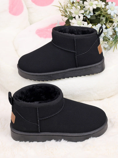 Warm Faux Fur Ankle Boots for Women - Black Mini Boots