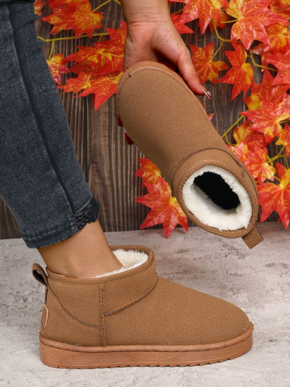 Warm Faux Fur Ankle Boots for Women - Black Mini Boots