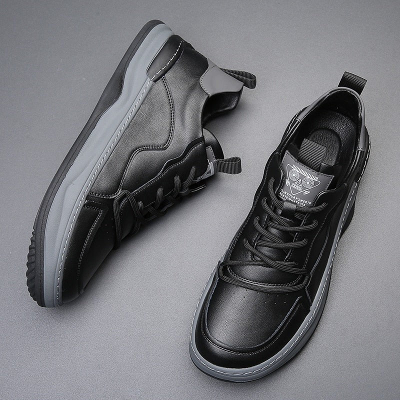 Comfortable Mens Leather Walking Shoes - Classic Casual Sneakers