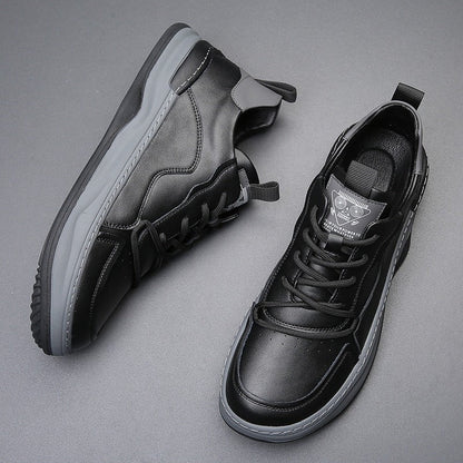 Comfortable Mens Leather Walking Shoes - Classic Casual Sneakers