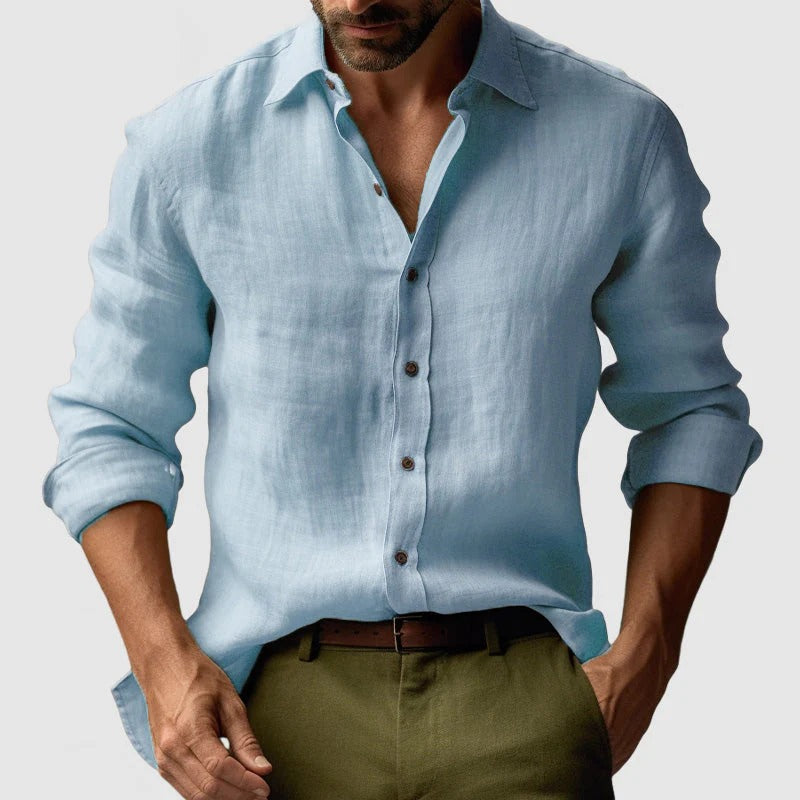 Classic Mens Linen Long Sleeve Shirt