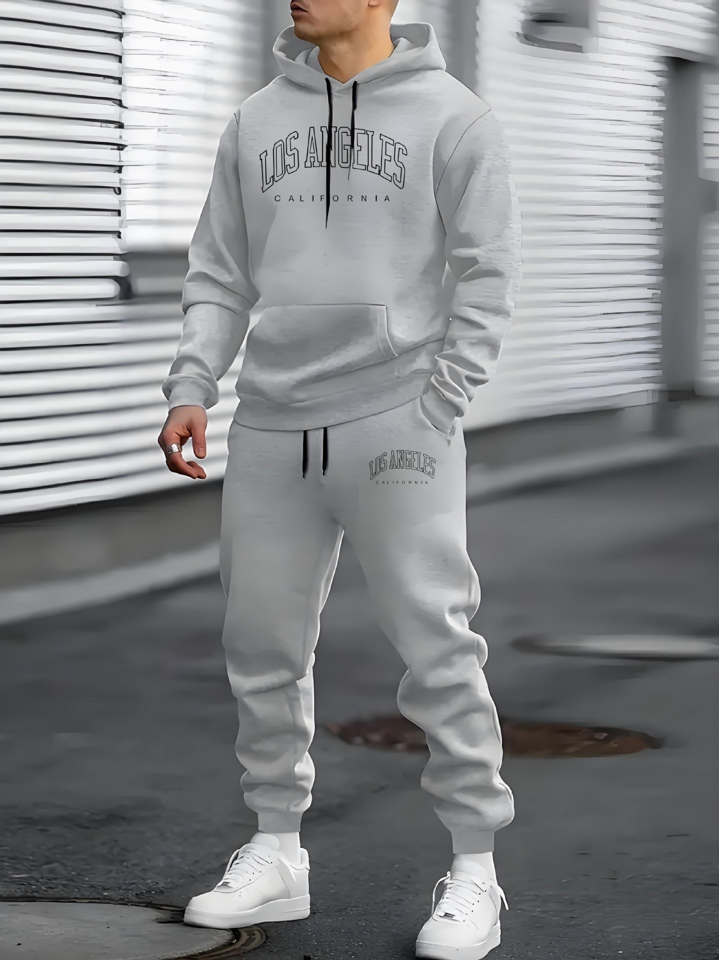 Casual LA Graphic Sweatpants Hoodie Set