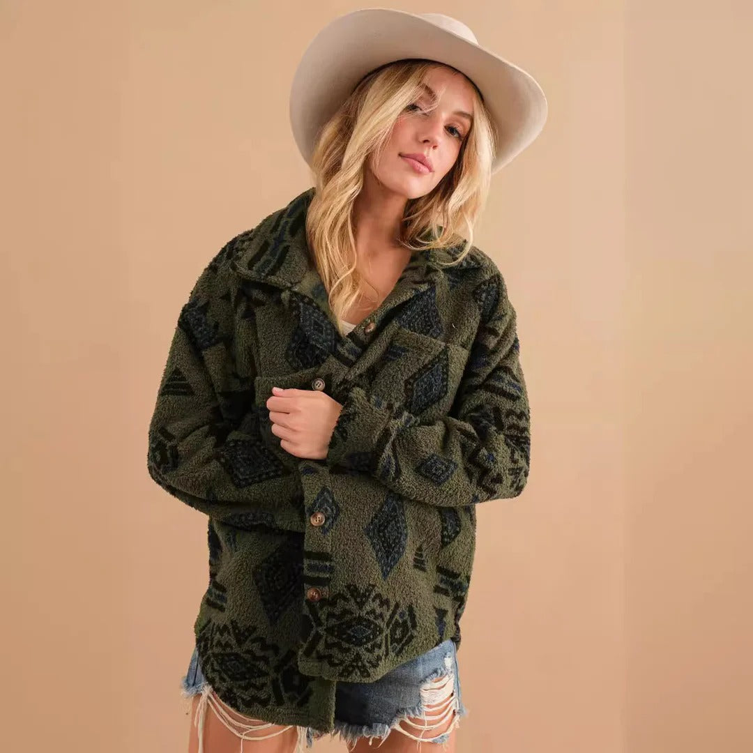 Women's Sherpa Jacket Plush Desert Sunset