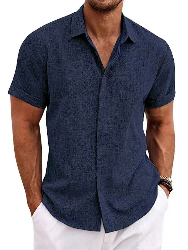Relaxed Fit Pastel Short Sleeve Mens Shirt