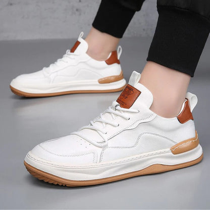 Comfortable Mens Leather Walking Shoes - Classic Casual Sneakers