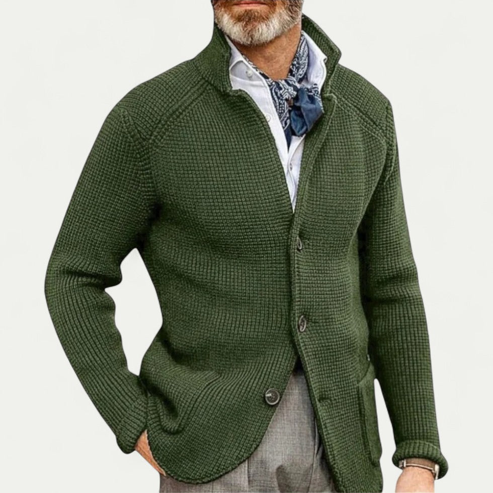 Men's Thick Cable Knit Zip Cardigan Jacket