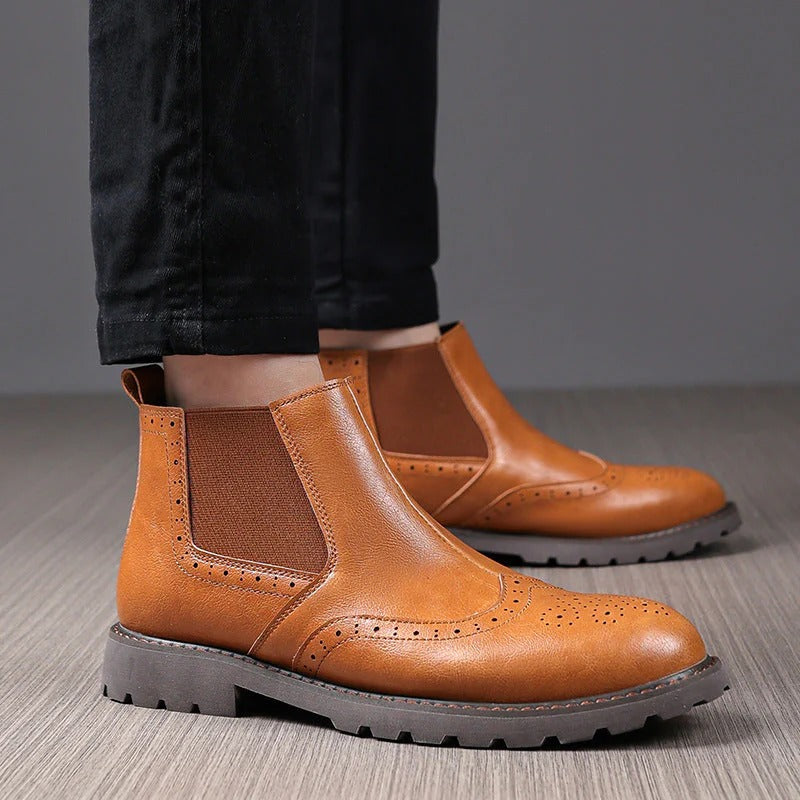 Classic Black Leather Chelsea Boots for Men