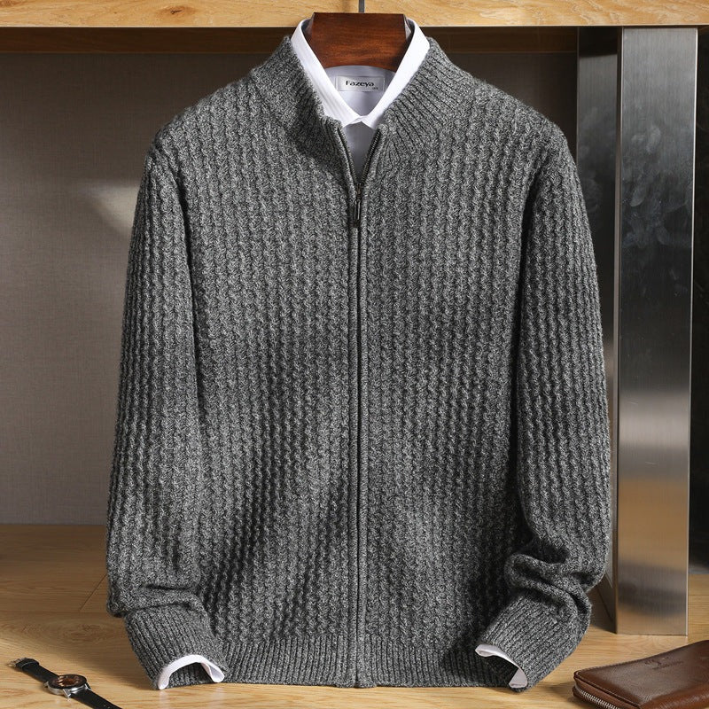 Men's Cashmere Half Zip Sweater Ribbed Texture