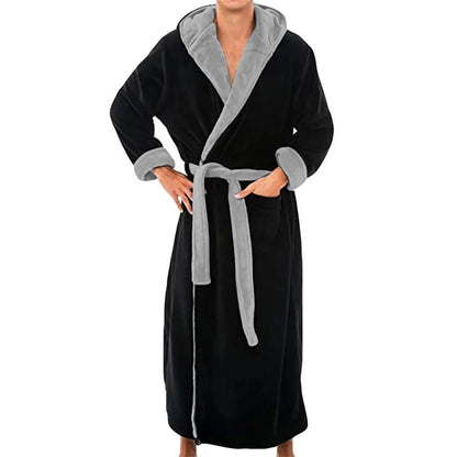Warm Navy Blue Men's Bath Robe - OutfitLondon
