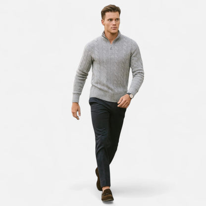 Warm Quarter Zip Cable Sweater Men