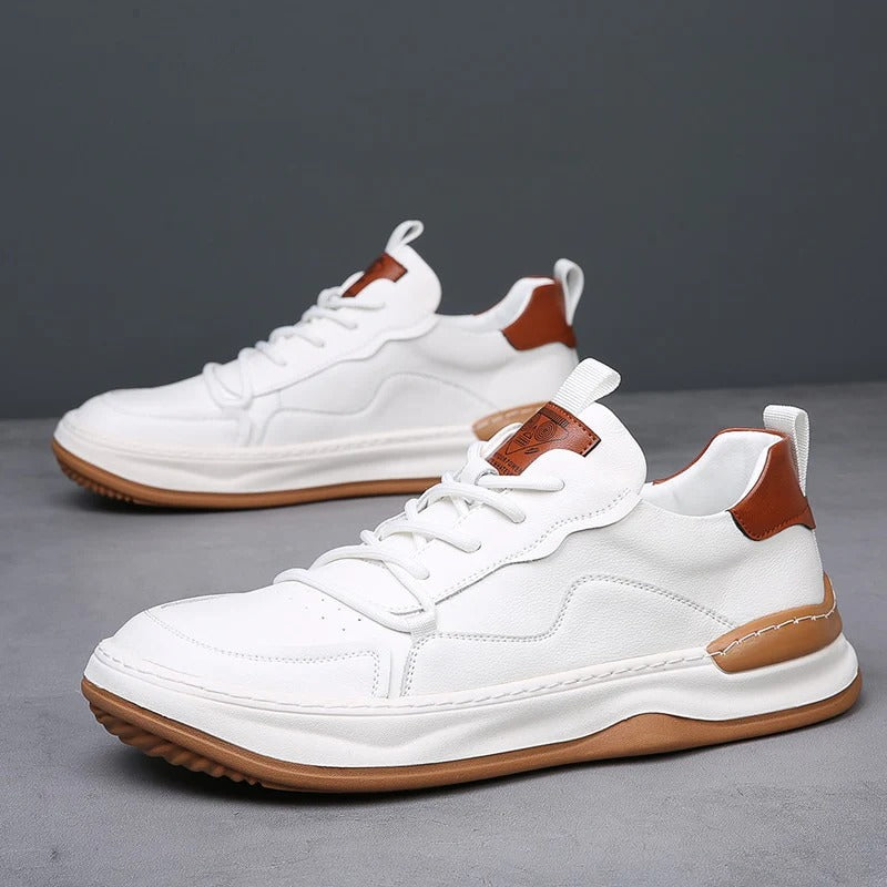 Comfortable Mens Leather Walking Shoes - Classic Casual Sneakers