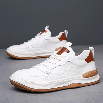 Comfortable Mens Leather Walking Shoes - Classic Casual Sneakers