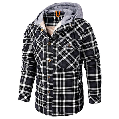 Relaxed Fit Plaid Hooded Jacket